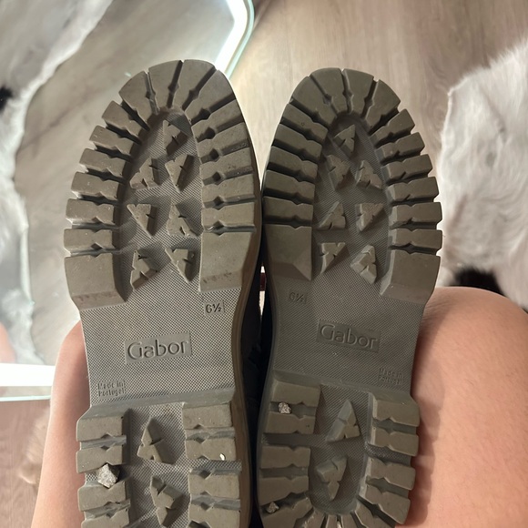 Gabor Women's Suede Combat Boots - Gray - Picture 4 of 6